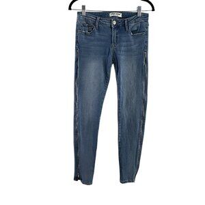 Tally Weijl Women Sz 38 US 10 Medium Wash Denim Side Zipper Low Rise Skinny Jean